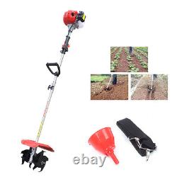 42.7CC 2 Stroke Mini Gas Powered Tiller Cultivator Rototiller Garden Farm Tiller