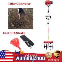 42.7CC 2-Stroke Small Tiller Cultivator Gas Powered Rototiller Garden Tiller New