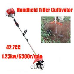 42.7CC Handheld Tiller Cultivator Gas Powered Weeding Tilling Machine Air-cooled