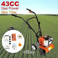 43CC Home Garden Gas Tiller Powered 2 Cycle Stroke Cultivator Walk Behind Grass