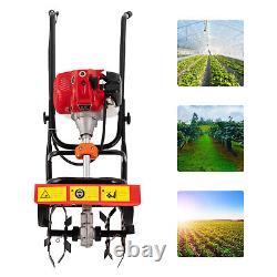 52CC 2 Stroke Gas Powered Tiller Cultivator, Plant Garden Farm Tilling Tool