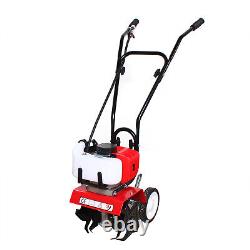 52cc 2-Stroke Engine Petrol Garden Lawn Soil Mini Tiller Cultivator Rotavator
