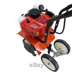 52cc 2-Stroke Mini Engine Garden Tiller Cultivator Gas Powered Tilling Soil Tool