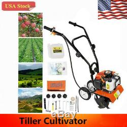 52cc 6500RPM Gas Mini Tiller Soil Tilling Cultivator Plant Farm Garden Yard Tool