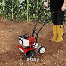 52cc Gas Power Garden Farmyard Tiller Cultivator 6500 rpm Tilling Tool 2-Stroke