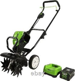 80 V 10 in Cultivator With 2 Ah Battery & Charger Brushless Motor Black/Green New
