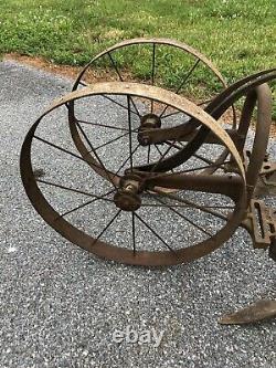 Antique Double Wheel Hoe Cultivator Plow Ellis Keystone Agricultural Works
