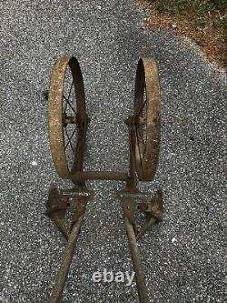 Antique Double Wheel Hoe Cultivator Plow Ellis Keystone Agricultural Works