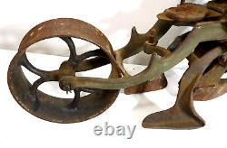 Antique Iron Age Garden Cultivator Single Wheel Plow Seeder Planter Cast Iron