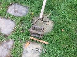 Antique Manual Easy Cultivator, Embossed Lettering, Wood Handle, Steampunk