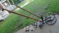 Antique Planet Jr. Double Wheel Hoe Cultivator with Attachments Garden Tool