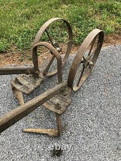 Antique Planet Jr Double Wheel Hoe Steel Frame Cultivator Plow