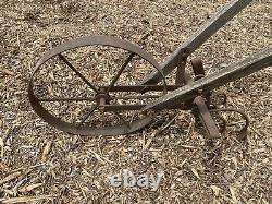Antique hand plow push tiller cultivator farm garden yard tool vintage