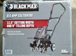 Black Max 8.5 Amp corded electric tiller 8 tilling depth 11.5 cutting width