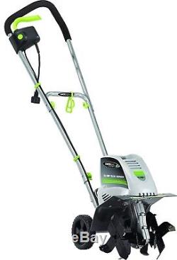 Corded Electric 8.5-Amp Tiller Cultivator Dual 4-Blade Steel Tines Gray 22 lb