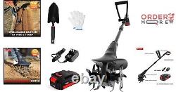 Cordless Garden Tiller Cultivator with Steel Tines Efficient Soil Cultivation