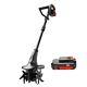 Cordless Tiller Cultivator With 24 Steel Tines, 7.8-in Wide Battery Powered Gar