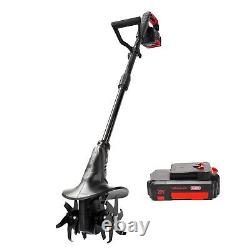 Cordless Tiller Cultivator With 24 Steel Tines, 7.8-In Wide Battery Powered Gar