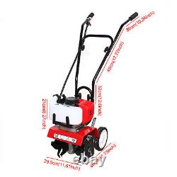 Garden Tiller 52cc Petrol Engine Lawn Soil Cultivator Rotavator 2-Stroke Wheeled