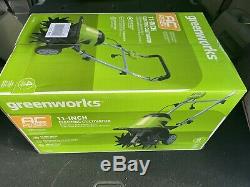 Greenworks 8.5-Amp 11-Inch Corded Electric Tiller/Cultivator, Green NEW