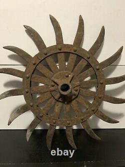 John Deere H466-d Spiked Rotary Hoe Iron Cultivator Wheel 19 Rustic Steampunk
