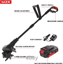 MZK 20V Cordless Tiller Cultivator with 4 Steel Tines Blades, 7.8-Inch Wide Batte