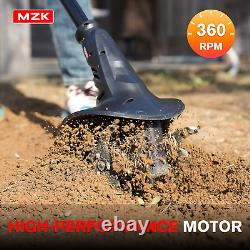 MZK 20V Cordless Tiller Cultivator with 4 Steel Tines Blades, 7.8-Inch Wide Batte