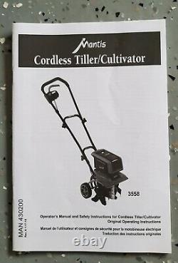Mantis 58V Cordless Tiller/Cultivator 3558 with Battery, Charger