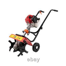 Mini Tiller Cultivator, 52CC 2Stroke Gas Power Garden Rototiller Cultivator Yard