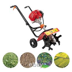 Mini Tiller Cultivator, 52CC 2Stroke Gas Power Garden Rototiller Cultivator Yard