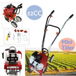 Mini Tiller Cultivator Garden Yard Tilling Soil Gas Powered 2 stroke, 52CC