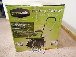 New Greenworks 10'' 8 Amp Electric Corded Cultivator Garden Tiller 5'' Depth