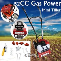 Pro Mini Tiller Cultivator 52cc Gas Engine Powerful Machine 3080-6500r/min