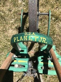 Vintage Planet Jr Seeder Cultivator Tiller With Handles Handle Green Yellow