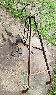 Vintage Walk Behind Garden Topsoil Cultivator Plow Tool & 5 attachments! Nice