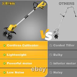 Cultivateur sans fil Alloyman 20V, cultivateur électrique 360RPM, avec 2