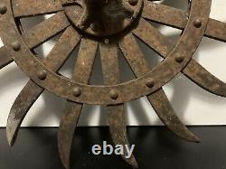 John Deere H466-d Spiked Rotary Hoe Iron Cultivator Roue 19 Rustic Steampunk