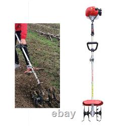 Motoculteur mini-tiller à essence de 42,7 cm3 pour la culture du sol dans les jardins, les fermes et les pelouses.
